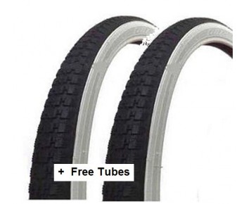 26 x 1 3/8 37-590 Raleigh Record Vintage Tyre White Wall + FREE TUBE Pair